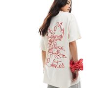 Miss Selfridge - T-shirt oversize con stampa "Be my lobster"-Neutro S