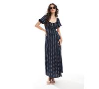 Miss Selfridge - Vestito da giorno blu a righe stile carta da parati-Multicolore 48