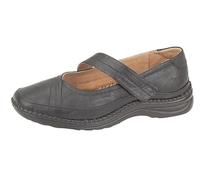 Miss Shoes Mary Janes da donna in pelle extra larga EEE Fit con cinturino di chiusura touch, Nero , 40 EU