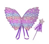 Miss-shop Ali di Farfalla per Bambini,Farfalla Fata Ali 2 PCS Ali da Fata con Bacchetta Magica per Accessori Ragazze Costume Natale Cosplay Fornitura Feste Compleanno