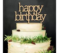 Miss-shop Happy Birthday Cake Topper,Sposa Decorazione Torta di Legno, per Mr & Mrs Wedding Cake Topper Decorazione