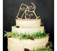 Miss-shop Mr et Mrs Cake Topper,Sposa Decorazione Torta di Legno, per Mr & Mrs Wedding Cake Topper Decorazione