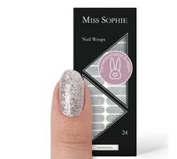 Miss Sophie Pellicola per unghie - "Sparkling Stars", Brillantini, Argento, Nail Wraps -24 pellicole per unghie autoadesive ultrasottili a lunga durata