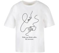 Miss Tee Maglietta 'Drink Coffee Be Awesome' nero / bianco Donna Miss Tee XL