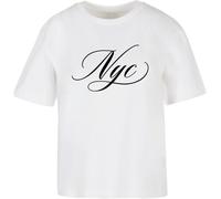 Miss Tee Maglietta da donna Nyc Calligraphy Letters MST296 S Bianco