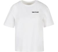 Miss Tee Maglietta da donna Take It Easy Flowers MST337 M Bianco