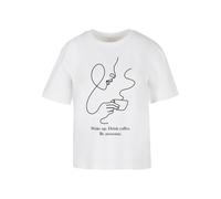 Miss Tee Maglietta da donna Drink Coffee Be Awesome MST362 L Bianco