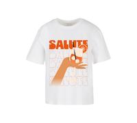 Miss Tee Maglietta 'Saluti A Tutti' beige chiaro / arancione scuro / bianco Donna Miss Tee XL