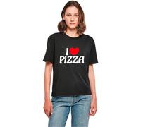 Miss Tee Mst131-pizza Love Tee T-Shirt, Nero, XS Donna