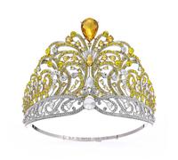 Miss Universo Corona Brillante Strass Tiara Cerchio Completo Grande Corona Regolabile Nuziale Festa di Nozze Grandi Corone, Headbands, Strass