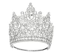 Miss Universo Grande Corona Rotonda Regina Matrimonio Corone Cristallo Banchetto Tiara Costume Accessori per Capelli