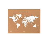 Miss Wood My World L Mappamondo in Sughero con Cornice in Legno, 48 x 63 x 1,5 cm, Colore: Bianco
