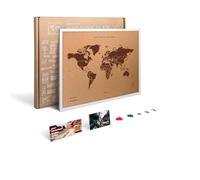 Miss Wood My World Map Stampa, Legno, Marrone/Bianco, 48 x 63 x 1.5 cm