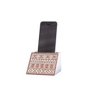 Miss Wood Woody Dock-Supporto per Telefono, in Legno con Motivo Pattern, Colore: Bianco