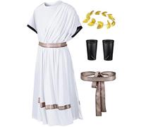 Missanabie Costume con toga da uomo , set di accessori per travestimento da dio greco romano per Halloween