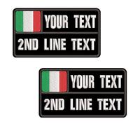 misscase Toppe tattiche personalizzate, 2 pezzi Etichetta numero militare personalizzata Toppa bandiera Italia per più borse di abbigliamento Gilet Giacche Camicie da lavoro (2 Line-9x5cm)