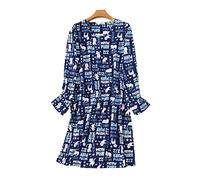Misscoo Camicia da notte da donna in cotone a maniche lunghe con stampa Tee Sleep Dres Print Loungewear per signore donne ragazze, Blu 4., XL