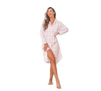 Misscoo Camicia da Notte Donna Cotone Invernale Manica Lunga Camicia da Notte con Bottoni Confortevole Elegante