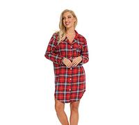 Misscoo Camicia da Notte Donna Cotone Manica Lunga Camicia da Notte Invernale con Bottoni Flanella Elegante