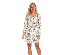 Misscoo Camicia da Notte Donna Cotone Pigiama Manica Lunga Girocollo Comodo