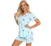 Misscoo Pigiami Estivi Donna Corti Cotone Set Pigiama Donna Cotone Comodo Taglia Larga Camicie da Notte Estivo for Studentesse Girls