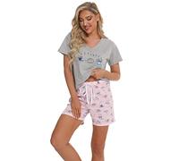 Misscoo Pigiami Estivi Donna Corti Cotone Set Pigiama Donna Cotone Comodo Taglia Larga Camicie da Notte Estivo for Studentesse Girls