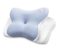 MISSCOZY Blu anti russamento apnea notturna, farfalla memory foam supporto collo con copertura lavabile cuscino ergonomico dolore al collo aiuta a ridurre il russare e promuovere un sonno più