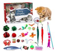 MissFox Calendario Avvento 2025 Gatti - 24 Sorprese con Giochi per Gatti, Bastoncini con Piume, Palline e Topini, Advent Calendar Riutilizzabile, Idee Regalo di Natale per Gatto e Amanti dei Gatt (D)
