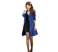 Missfox Donne Cappotto A Doppiopetto con Fusciacca del Cappotto di Trincea Size XL Zaffiro Blu