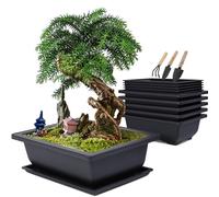 MissFox Set di 6 Vasi per Piante in Plastica con Sottovaso Vaso Bonsai Grande