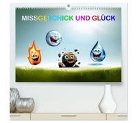 Missgeschick und Glück (hochwertiger Premium Wandkalender 2026 DIN A2 quer), Kunstdruck in Hochglanz: Vier kleine Elemente auf Erlebnisreise