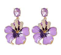 Missgrace Orecchini pendenti da donna a forma di fiore e foglia con strass scintillanti orecchini pendenti placcati in oro giallo nappa delicati orecchini flora per matrimoni, spose, damigelle d'onore