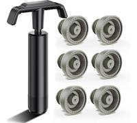 Missi Missi Missi - Set di 6 tappi sottovuoto con indicatore di vuoto, colore grigio, mantiene il vino fresco fino a 30 giorni, chiusura ermetica per bottiglie di vino