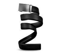 Mission Belt - Cintura a cricchetto in pelle da uomo, Metal Collection, 40 mm nero Gun Metal Buckle & Black Leather