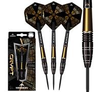 Mission darts d1595 crypt | set di freccette con fusto rivestito in pvd nero e oro al 90% e punta in acciaio, m1, 24 g