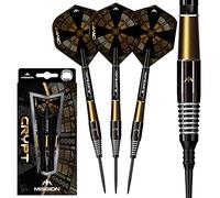 Mission darts d1597 crypt | set di freccette con fusto rivestito in pvd nero e oro al 90% e punta in acciaio, m2, 21g
