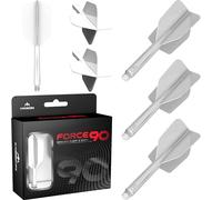 Mission Darts Force 90 | Freccette con sistema integrato di precisione, confezione da 3 alette e steli professionali altamente durevoli | Slim (bianco, medio).
