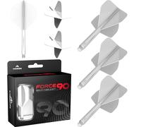 Mission Darts Force 90 | Sistema combinato di volo e stelo per freccette integrate in precisione, confezione da 3 voli e steli professionali durevoli 2-in-1 | Standard No.2 (Bianco, Corto)