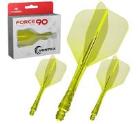 Mission Darts | Force 90 Vortex | Sistema Integrato di Precisione con Alette e Aste per Freccette Stampate | Stili Multipli | Colori Multipli. (Standard No6 - Corto, Giallo Neon Trasparente)