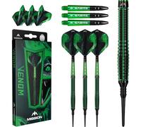 Mission Darts | Freccette Venom | Nero & Verde | Electro Plate | Set freccette punta morbida | 90% tungsteno | 20 g.