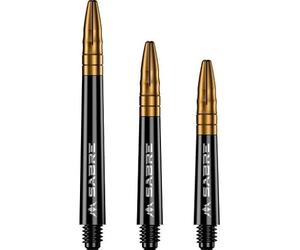 Mission Darts Sabre Shafts | Steli in policarbonato nero resistente con piano in alluminio colorato | 5 set da 3 alberi | oro | medio (S1515)