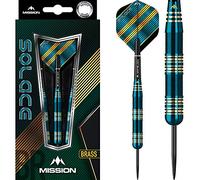 Mission Darts Solace | Set di freccette professionali con punta in acciaio, con corpo in ottone, punte e alette M2, verde scuro