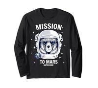 Mission To Mars Cool Space Astronaut Bear Cartoon Graphic Maglia a Manica