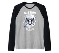 Mission To Mars Cool Space Astronaut Bear Cartoon Graphic Maglia con Maniche Raglan