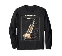 Missione di Lancio di Un Razzo Spaziale Blueprint sulla Luna Artemis 2 Maglia a Manica