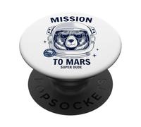 Missione su Marte Cool Space Astronaut Bear Cartoon Graphic PopSockets PopGrip Adesivo