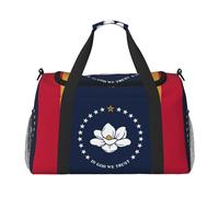 Mississippi - Borsa da viaggio con stampa bandiera dello Stato, pieghevole, impermeabile, leggera, con tracolla