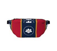 Mississippi - Marsupio con bandiera dello Stato, versatile, per uomini e donne, con tasche con cerniera, ideale per viaggi, corsa, colore nero, taglia unica