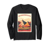 Mississippi Montagne E Fiume Mississippi Radici Vintage Maglia a Manica