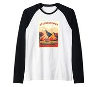 Mississippi Montagne E Fiume Mississippi Radici Vintage Maglia con Maniche Raglan